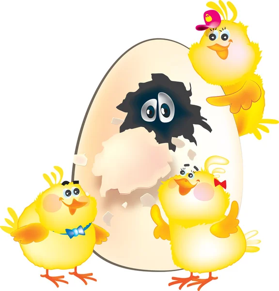 Easter chicken and egg — Stock Vector