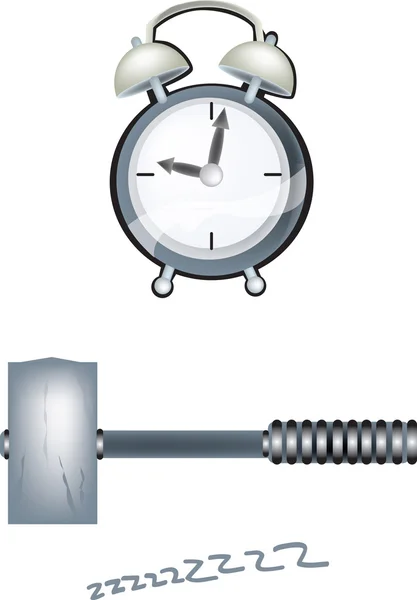 Reloj y martillo — Vector de stock