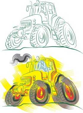 Agricultural tractors clipart