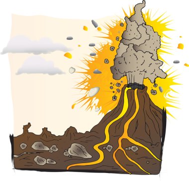 Volcano erupts clipart