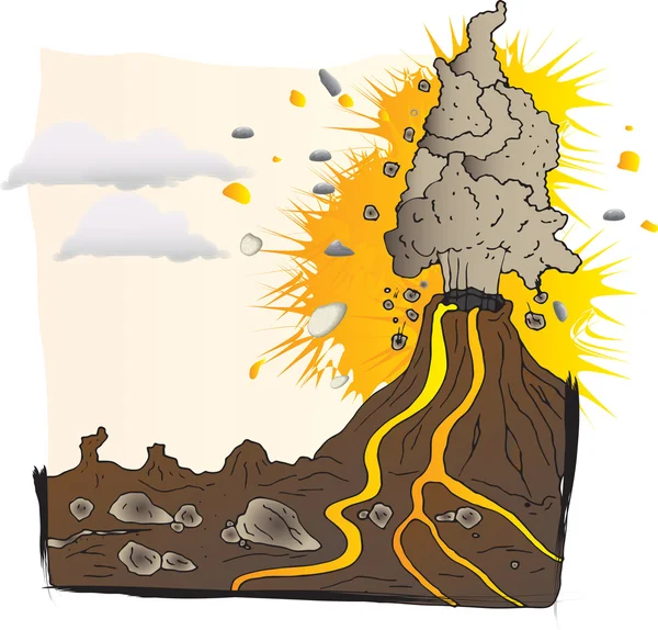 Vulkan utbryter — Stock vektor