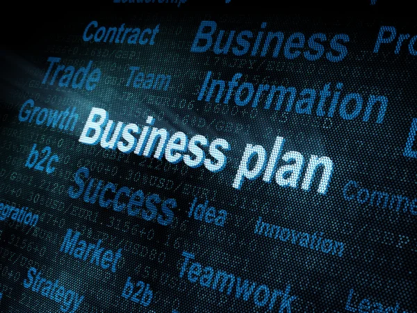 stock image Pixeled word Business plan on digital screen