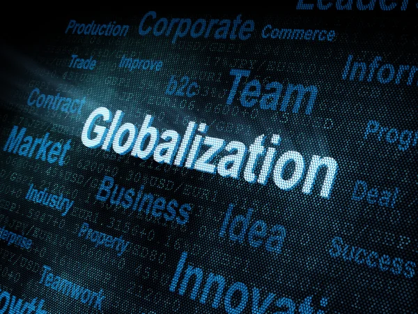 Pixeled word Globalization on digital screen — Stock Photo, Image