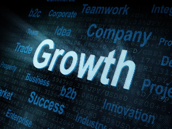 Pixeled word Growth on digital screen — Stock Photo, Image
