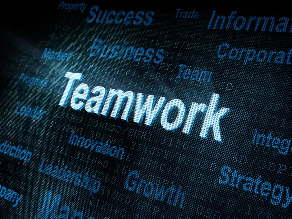 Verpixeltes Wort Teamwork auf digitalem Bildschirm — Stockfoto