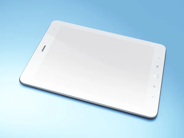 Mavi arka plan güzel siyah tablet PC'de — Stok fotoğraf