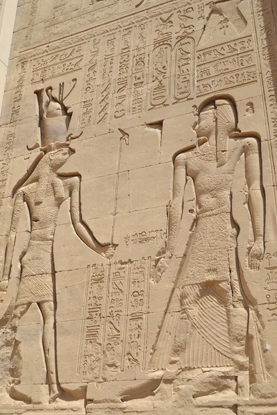 Egyptian hieroglyphic carvings on a wall — Stock Photo, Image