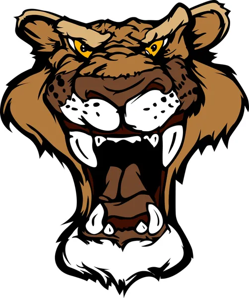 Cougar Panther cabeza de la mascota Vector de dibujos animados — Vector de stock