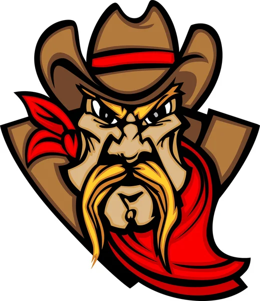 Cowboy Mascote cabeça Vector Ilustração — Vetor de Stock
