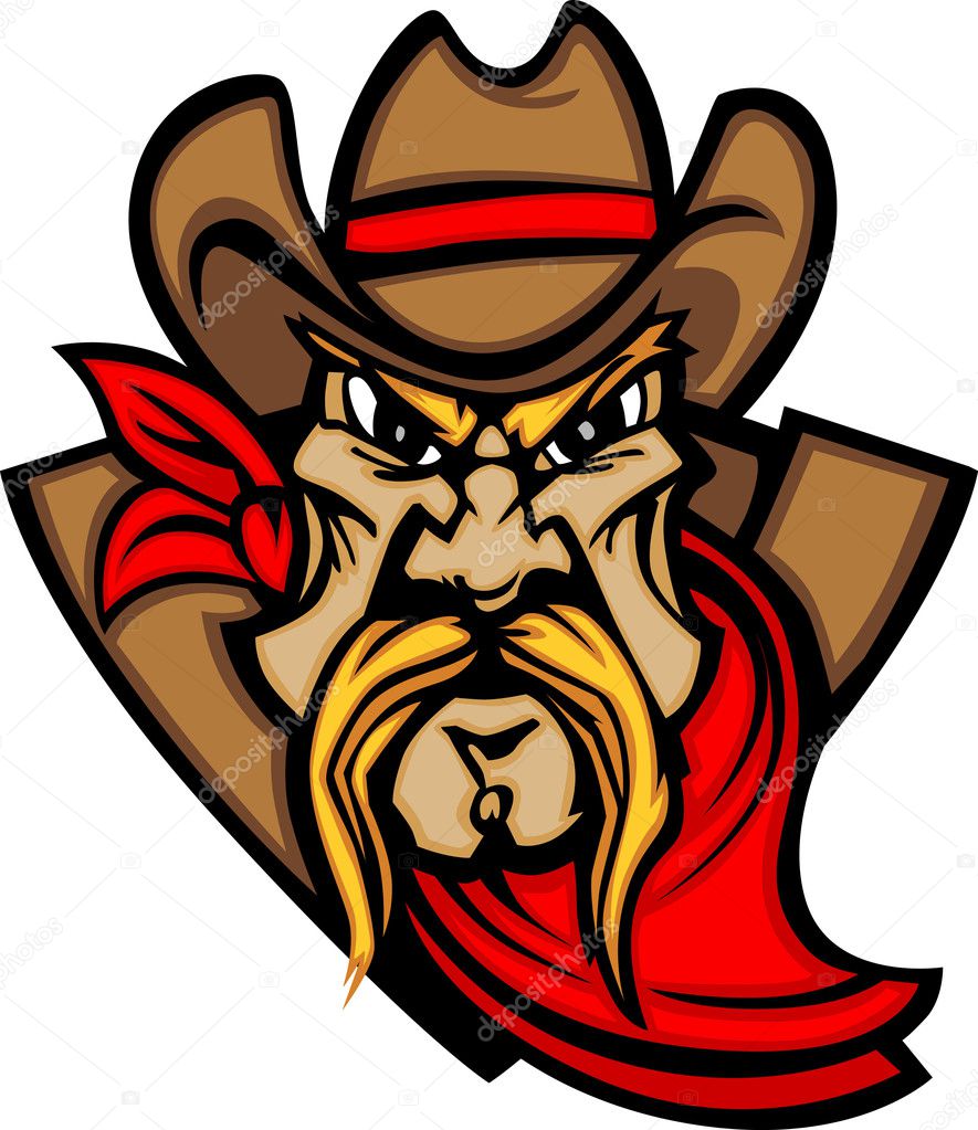 Cowboy Mascot Head Vector Illustration