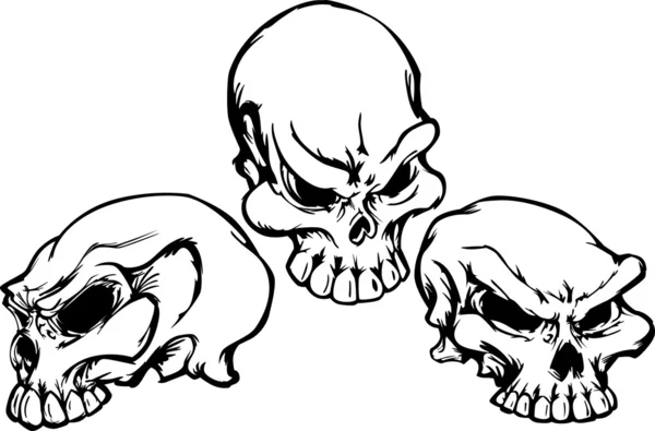 Skulls Group with Graphic Vector Images — Stock Vector
