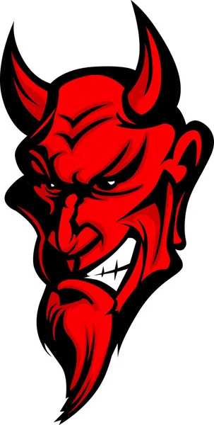 Démon ďábel maskot hlavou vektorové ilustrace — Stockový vektor