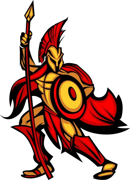 Spartan trojański maskotka z włócznią — Wektor stockowy