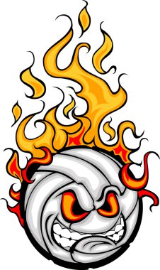 Volleyball Ball Flaming Face Vector Image clipart