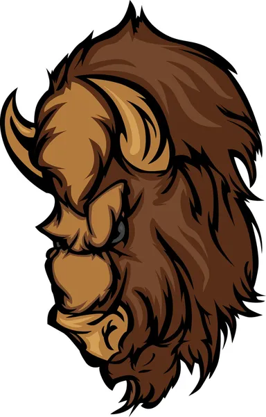 Buffalo bisonte mascota cabeza de dibujos animados — Vector de stock