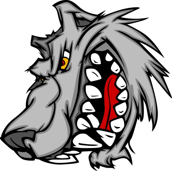 Wolf mascotte vector cartoon met snurkende gezicht — Stockvector