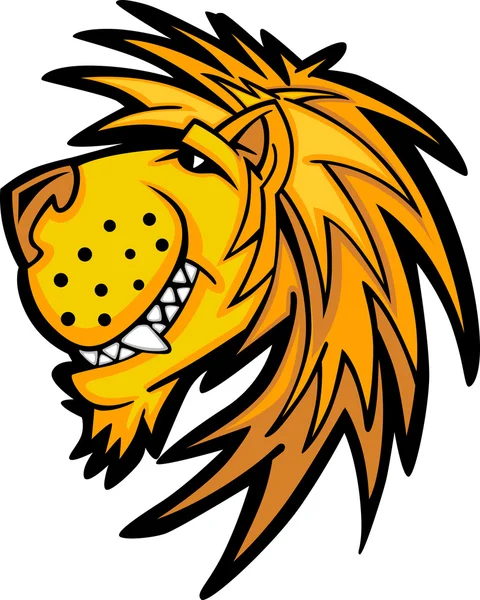Sorrindo Desenhos Animados Leão Mascote Vetor Gráfico — Vetor de Stock