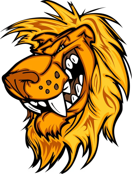 Snarling Cartoon Lion Mascote Vetor Gráfico — Vetor de Stock