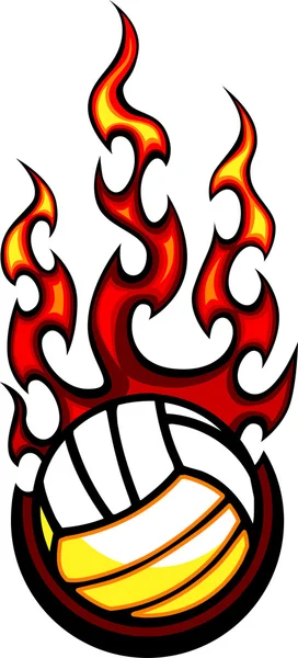 Volleyball Flaming Ball Vector Illustration — Stock Vector