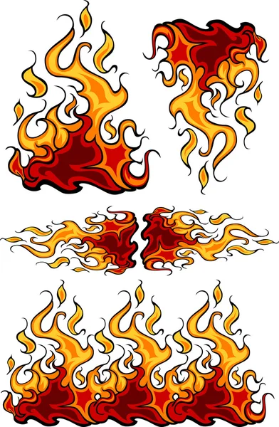 Plantillas de diseño vectorial de grupo de llamas — Vector de stock