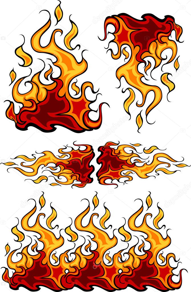 Group of Flames Vector Design Templates