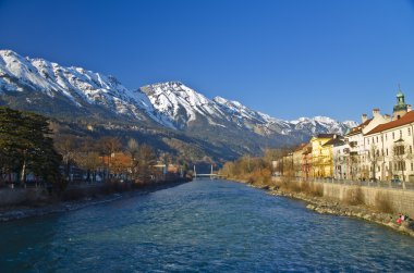 Inn river and city at Innsbruck clipart