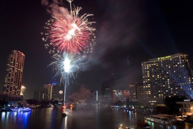 Bangkok-Jan 01: mutlu yeni yıl 2011 patlayan havai fişek