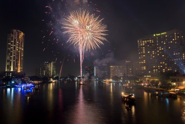 Bangkok-Jan 01: mutlu yeni yıl 2011 patlayan havai fişek