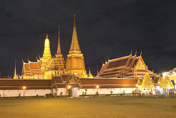 Grand Palace at night, the major tourism attraction in Bangkok,
