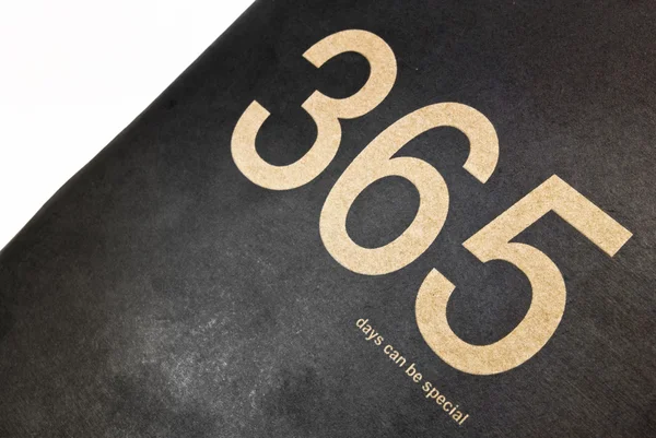 The golden phrase "365 days can be special" done in cover on a d — Stock Photo, Image