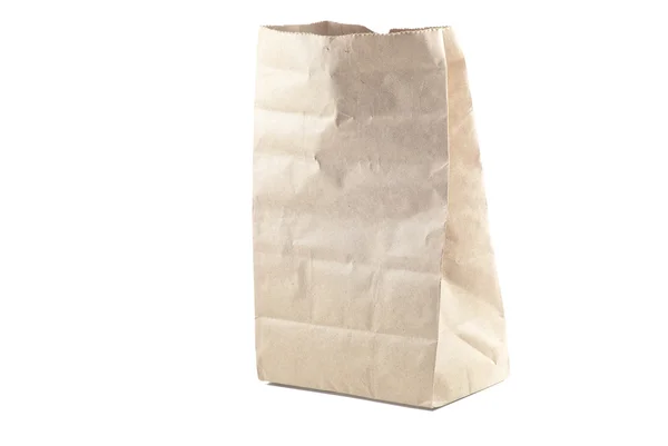 Χάρτινη σακούλα σε άσπρο φόντο, απομονωμένη — Φωτογραφία Αρχείου