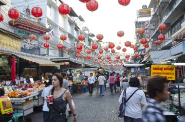 BANGKOK - December 30: Red lanterns and decorations span Yaowara clipart