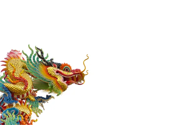 Chinesischer goldener Drache auf weißem Hintergrund isoliert — Stockfoto