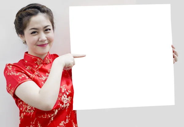 Oosterse meisje Ik wens u een gelukkig Chinees Nieuwjaar, met kopie sp — Stockfoto