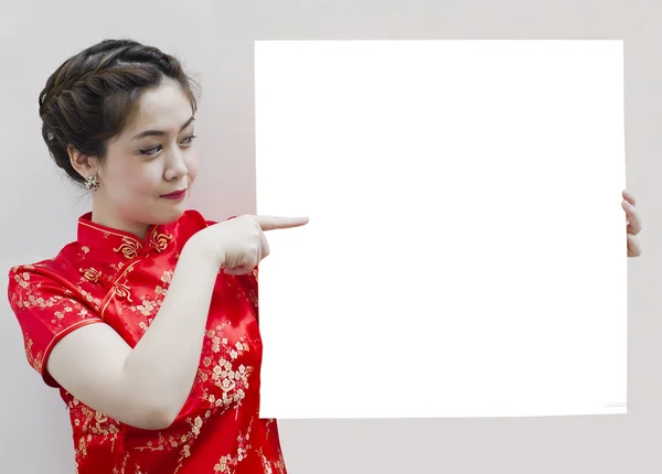 Oriental chica deseándole un feliz año nuevo chino, con copia sp —  Fotos de Stock