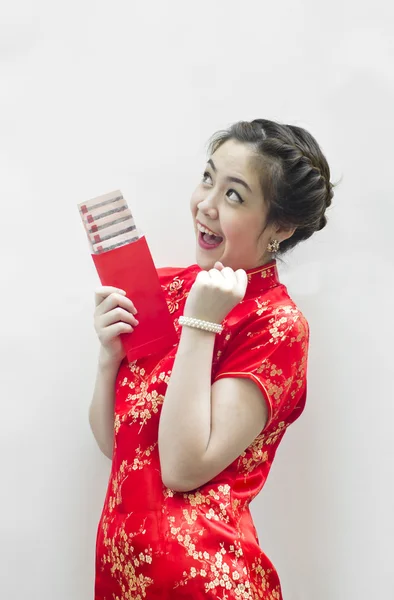 Chiński Nowy rok. w Chinach, pakiet czerwony jest pieniężnej prezent wh — Zdjęcie stockowe
