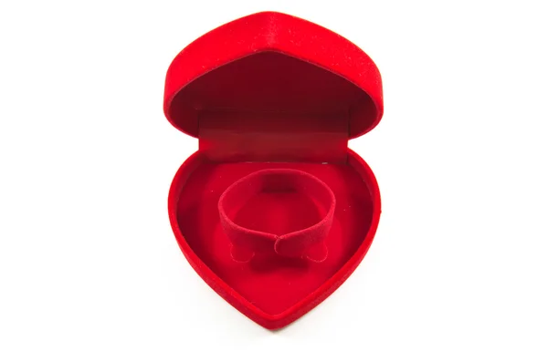 Boîte en soie de velours rouge pour l'engagement — Photo