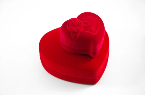 Red Velvet Silk rose Box for Engagement — Stock Photo, Image
