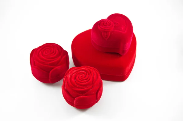 Red Velvet Silk rose Box for Engagement — Stock Photo, Image