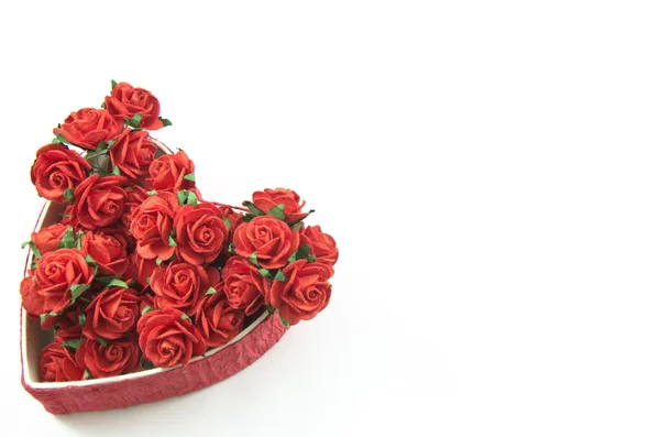 Red heart box with rose — Stock Photo, Image