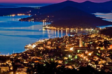 Town of Mali Losinj bay at sunset clipart