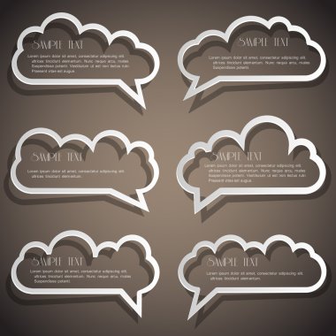 Set of speech bubbles from paper outline clipart