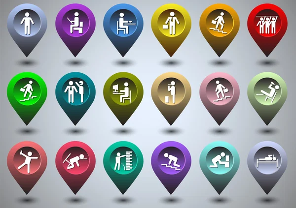 Forme de vie symbolique des icônes GPS colorées — Image vectorielle