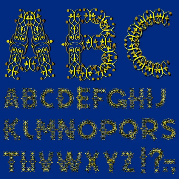 Letras remolinadas del alfabeto dorado — Archivo Imágenes Vectoriales