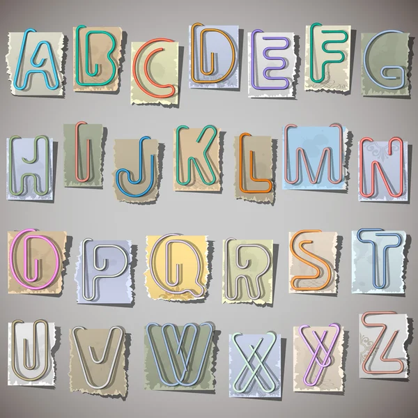 Alfabet op oud papier — Stockvector
