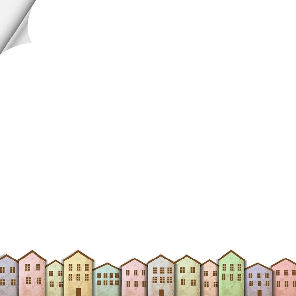 Casas coloridas sobre papel blanco — Vector de stock