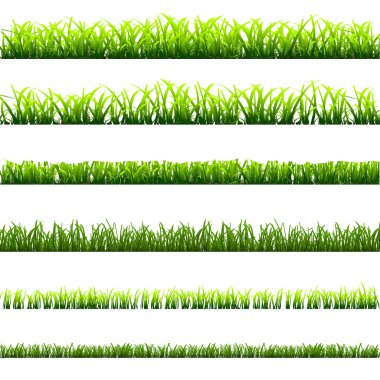 6 different types of green grass clipart