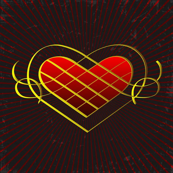 Ročník zlaté srdce — Stockový vektor