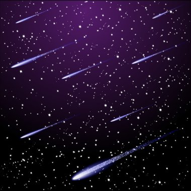 Starry night sky with meteor shower clipart