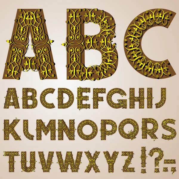 Alfabeto remolino dorado — Archivo Imágenes Vectoriales